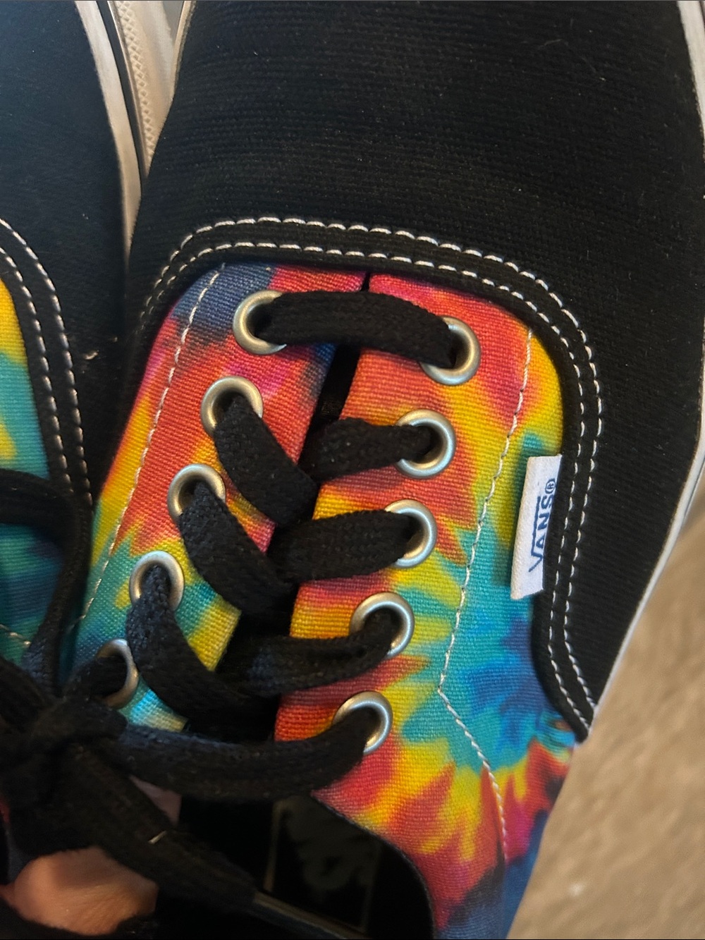 Vans Black Canvas Sneakers with Rainbow Tie-Dye Panels - Picture 10 of 11